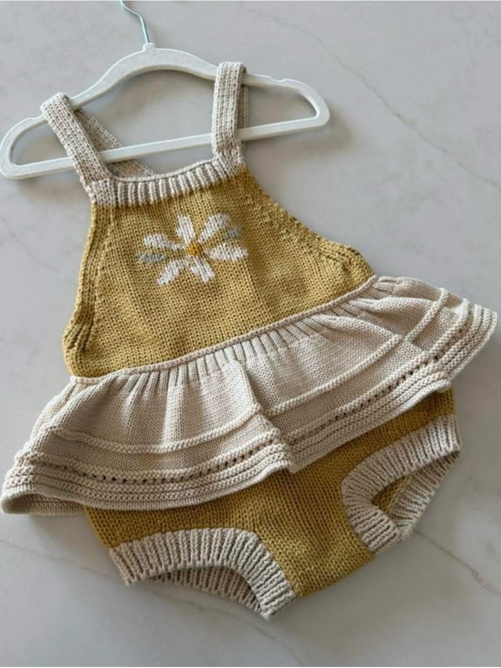 Wild Wawa 2-3Y Romper 2T Yellow Daisy Knit Skirted Skirt Ruffle Cotton Girls